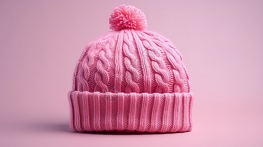 粉色的保暖毛线帽图片