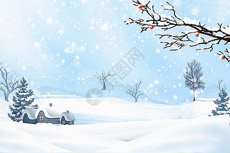 雪乡唯美冬天背景设计图片