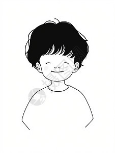 微笑可爱的卡通小男孩简笔画图片