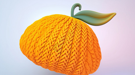 橙色可爱的立体卡通毛线帽背景图片