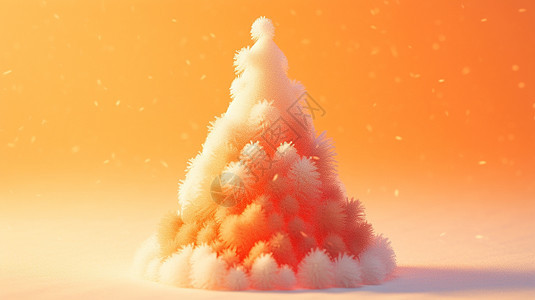 橙色唯美的卡通圣诞树图片