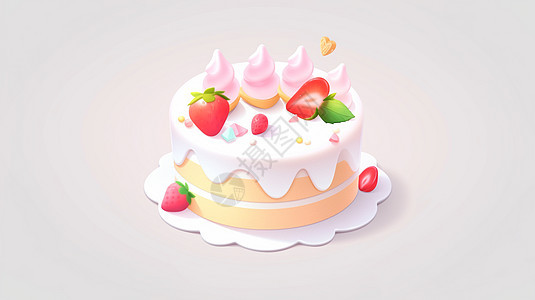 圆形美味的草莓卡通蛋糕图片