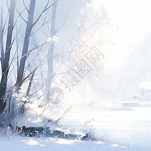 冬天雪中唯美梦幻的卡通森林图片