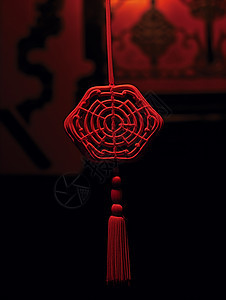 流苏红绳编织挂件图片