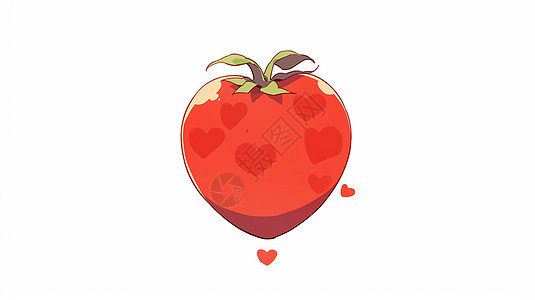 红色爱心形状可爱的卡通西红柿图片