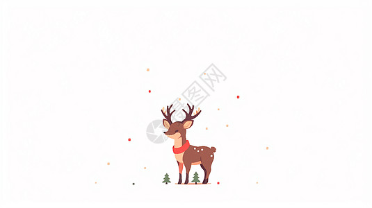 圣诞节可爱的卡通小驯鹿图片
