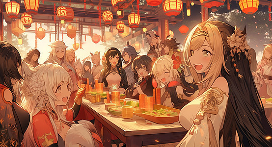 春节喜庆开心的家庭背景图片