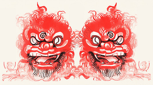 红色喜庆的卡通小狮子头部图片