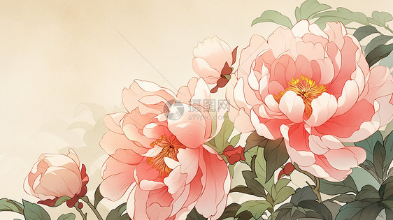 大朵盛开的华丽粉色牡丹花图片