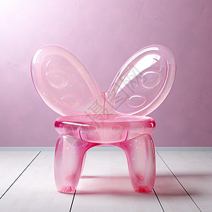 粉色透明蝴蝶靠背的卡通椅子背景图片