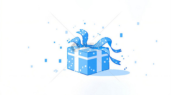 蓝色可爱的卡通礼物盒马赛克风图片