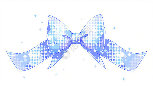 蓝色马赛克风漂亮的卡通蝴蝶结图片