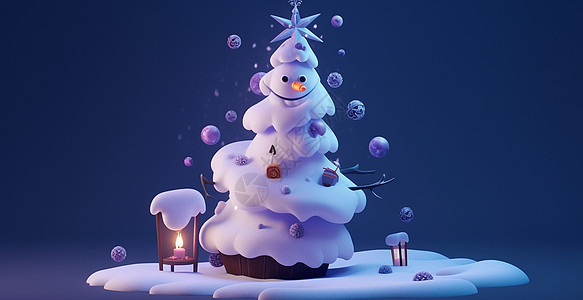圣诞树造型的卡通雪人图片