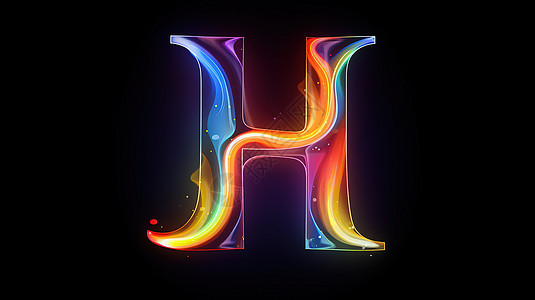 彩虹光波英文字母H图片