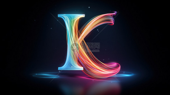 彩虹光波大字字母K图片