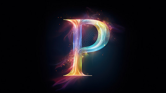彩虹光波英文字母P背景图片