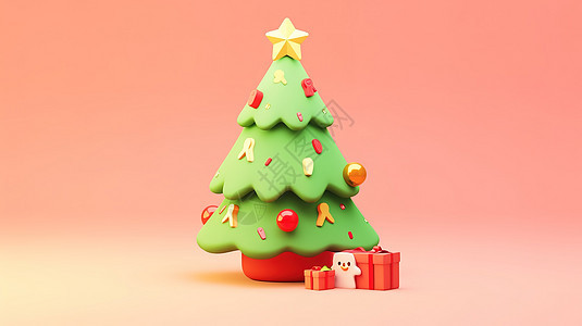 绿色圣诞树3D元素背景图片