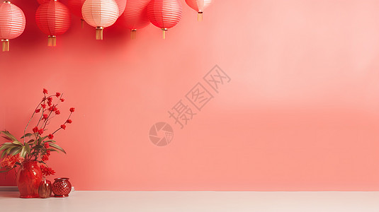 春节新年红色电商背景图片