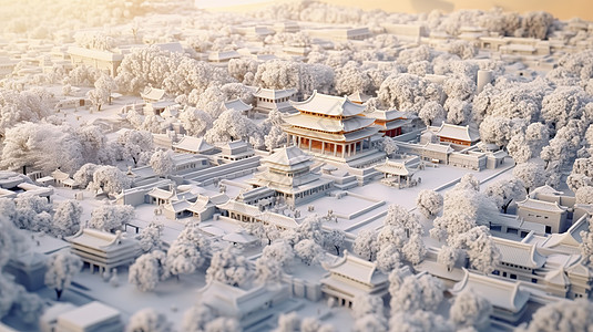 冬天北京城的雪景微距场景图片