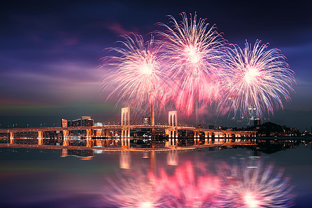 城市夜景烟花背景设计图片