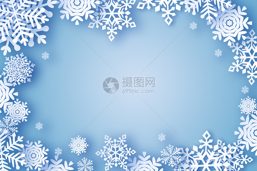 蓝色雪花冬天背景图片
