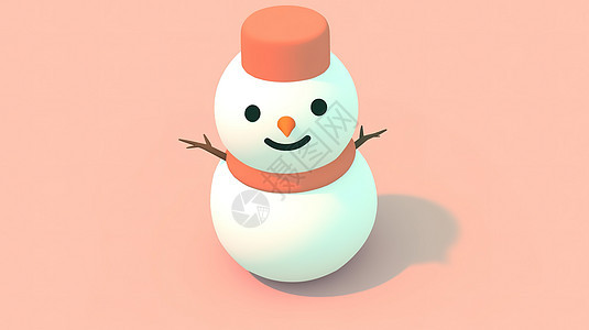可爱卡通小雪人3D图标背景图片