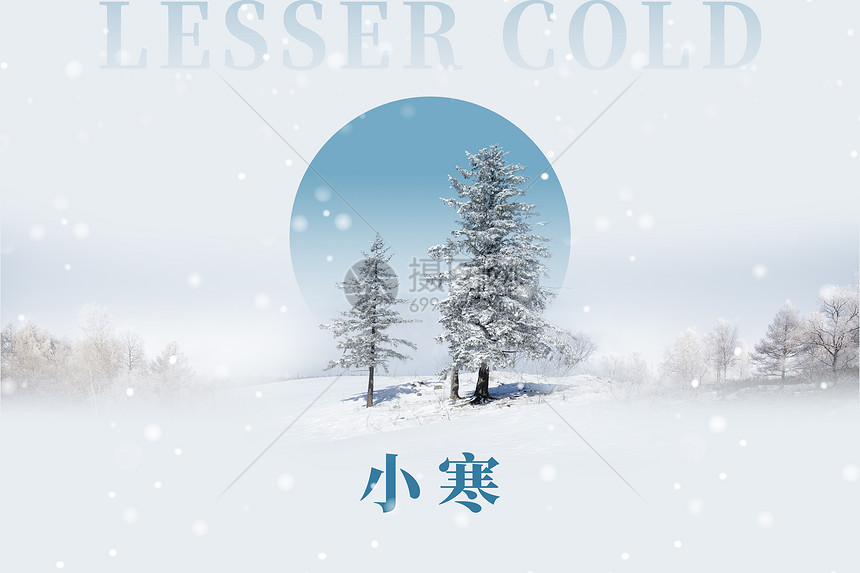 小寒创意雪景雪松图片