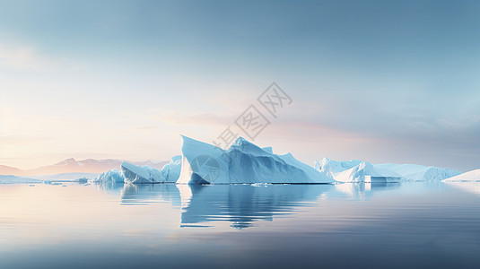 白雪公主卡通冬天湖面上一座高大的唯美风景背景