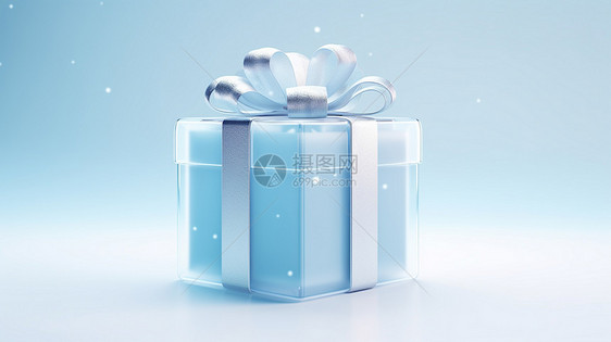 蓝色调漂亮立体的卡通礼物盒图片