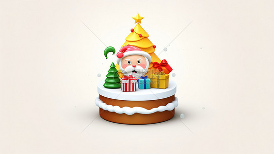 可爱的圣诞蛋糕3D图标图片