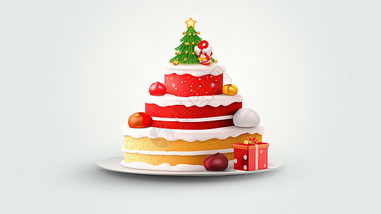 可爱的3D圣诞蛋糕背景图片