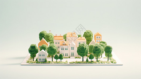 绿色住宅建筑3D图标图片