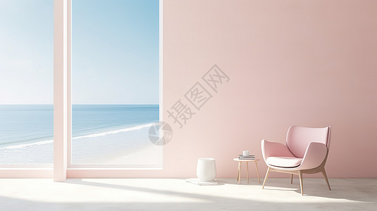 浅粉色室内家居电商背景图片