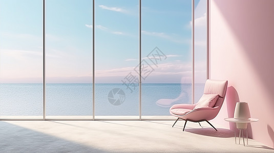 海边浅粉色室内家居电商背景背景图片