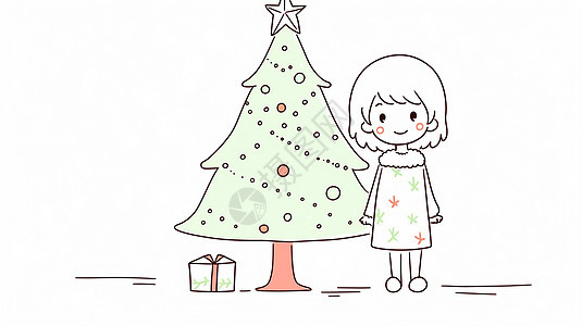 简约可爱的圣诞节主题儿童插画简笔画图片