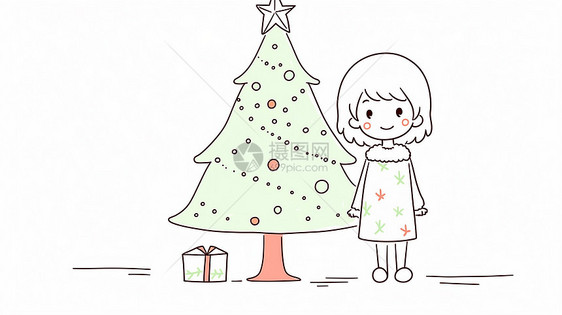 简约可爱的圣诞节主题儿童插画简笔画图片