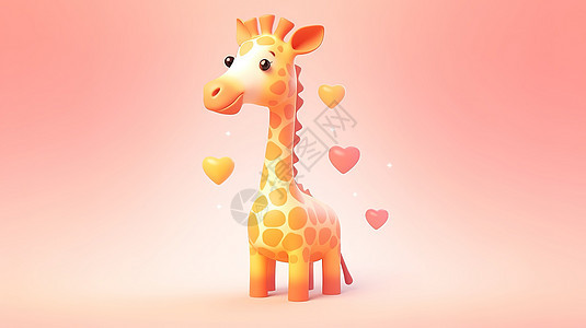 可爱长颈鹿3D图标图片