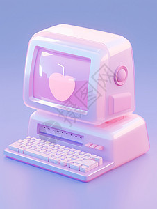 粉色立体可爱的半透明卡通电脑图片