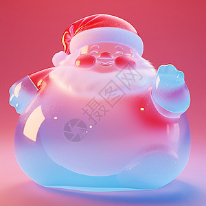 戴着圣诞帽蓝色透明渐变胖胖的卡通圣诞老人图片