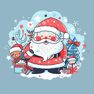 圣诞节开心笑的卡通圣诞老人插画背景图片