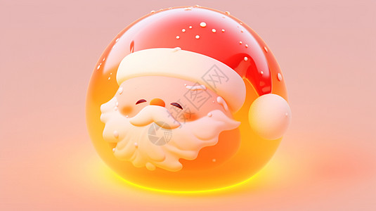 黄色水晶球中可爱的卡通圣诞老人头像插画