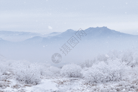 积雪雪山大寒海报GIF高清图片