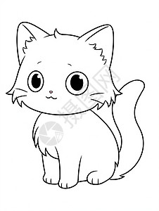 大眼睛简约可爱的卡通小猫线稿高清图片