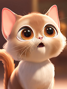 惊讶表情呆萌可爱的大眼睛卡通小猫图片