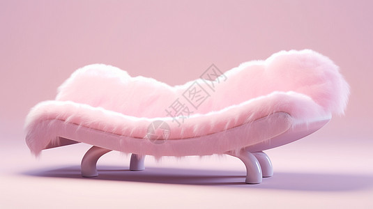 粉色休闲毛茸茸可爱的沙发图片