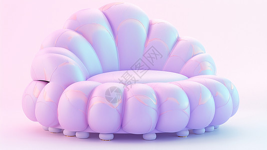 淡紫色立体软糯的卡通单人沙发图片