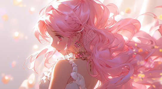粉色长发漂亮的卡通公主图片