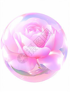 水晶球中粉色浪漫的卡通玫瑰花图片