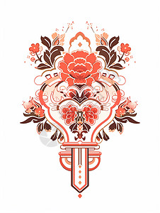 喜庆的牡丹花卡通古风图案背景图片