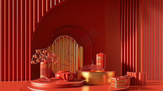 春节红色电商背景背景图片